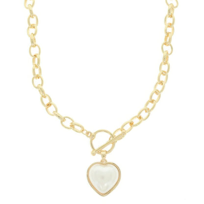 Heart Shape Pearl Pendant Necklace - Goddess Vibes