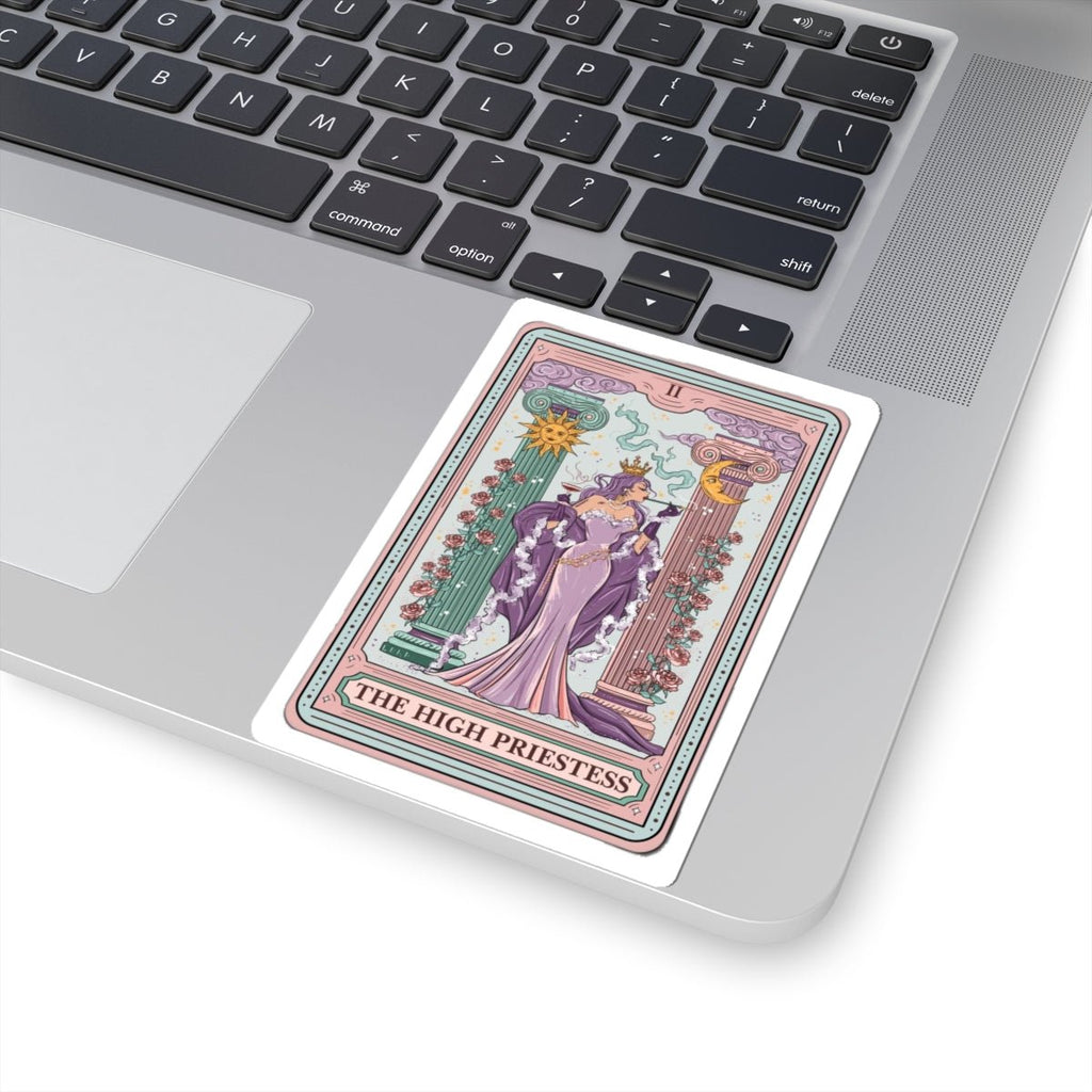 Crowned Energy CO. 2" × 2" / White Printify Paper products High Priestess Kiss-Cut Sticker – Tarot & Astrology