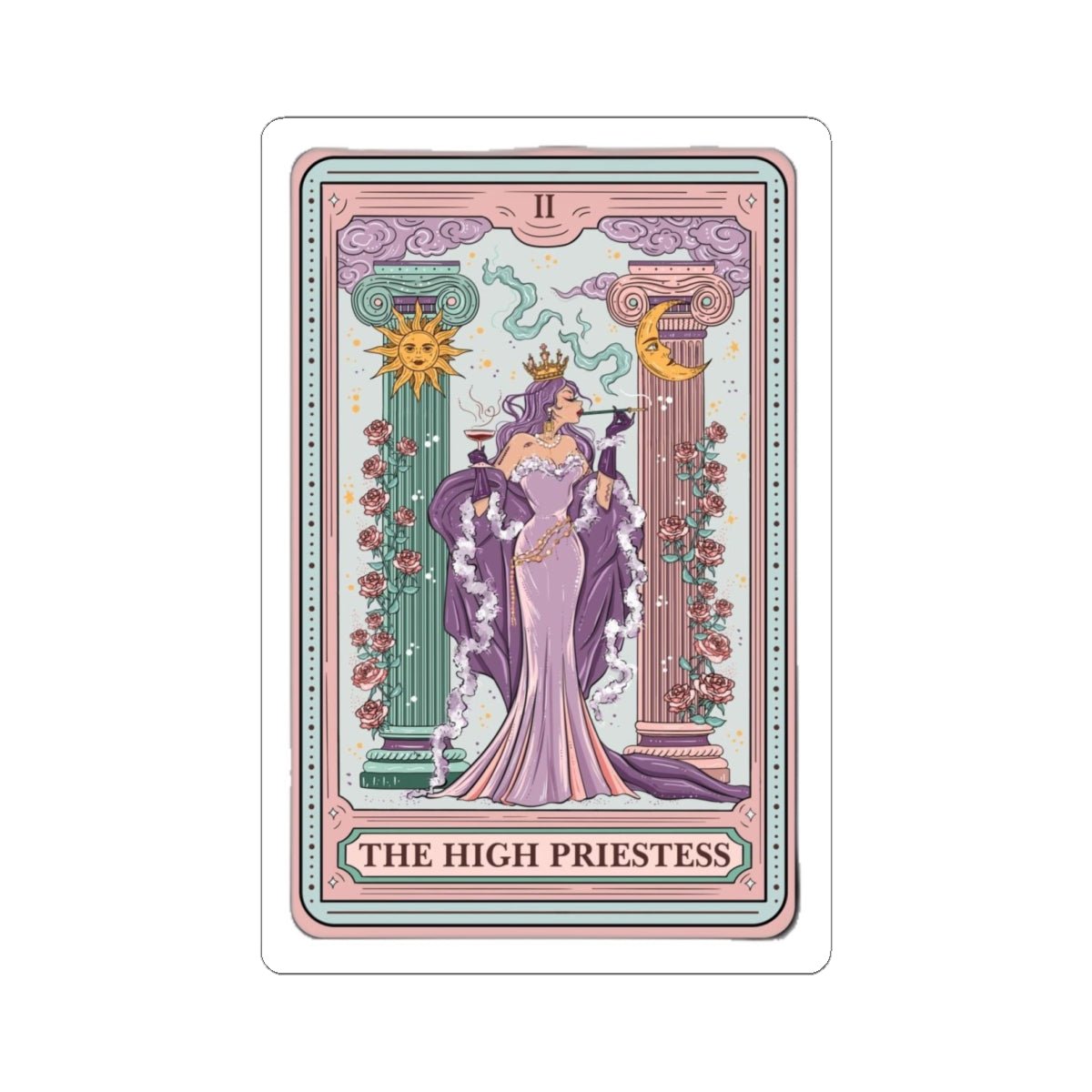 Crowned Energy CO. 6" × 6" / White Printify Paper products High Priestess Kiss-Cut Sticker – Tarot & Astrology