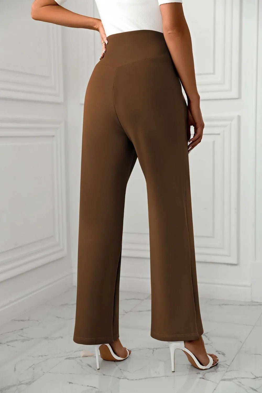 High Waist Straight Leg Pants - Crowned Energy CO.
