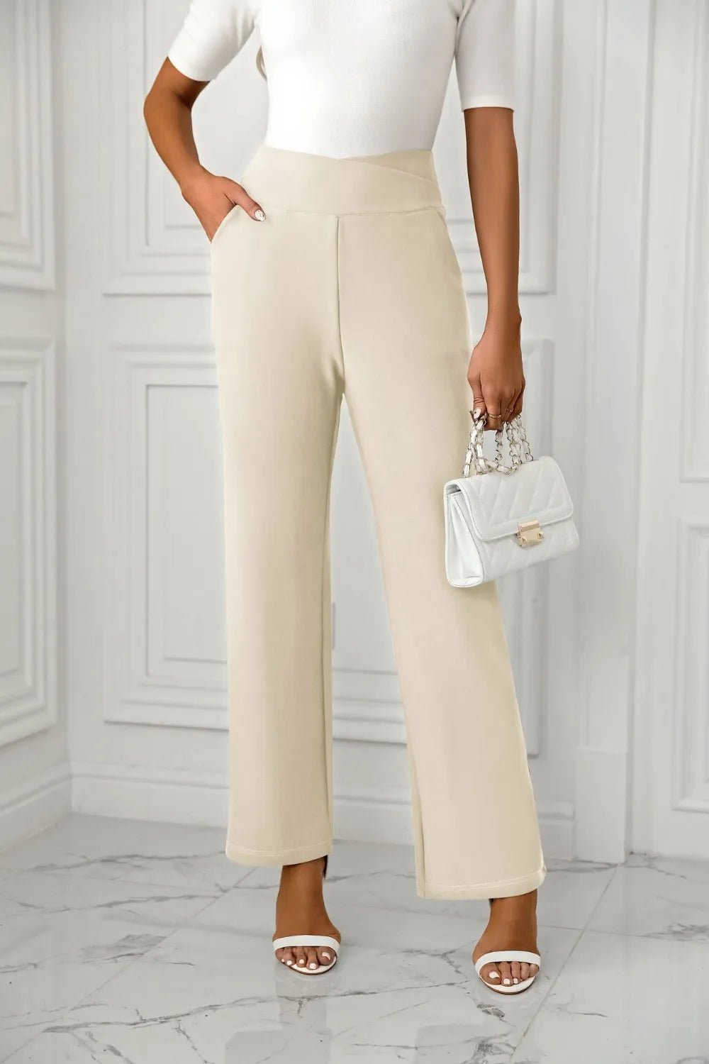 High Waist Straight Leg Pants - Crowned Energy CO.