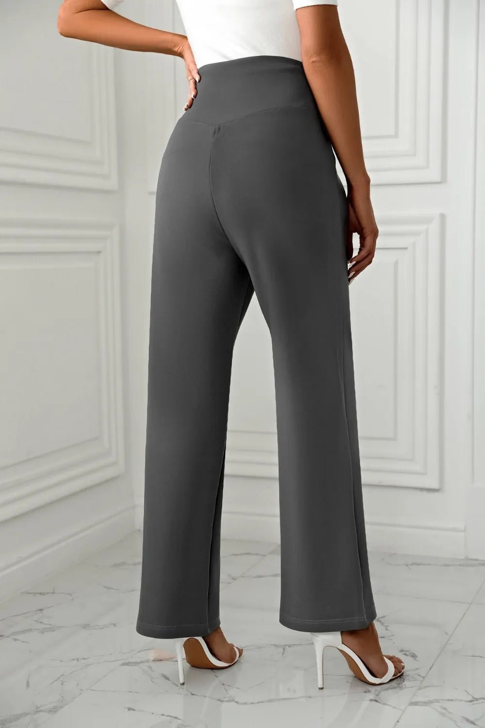 High Waist Straight Leg Pants - Crowned Energy CO.