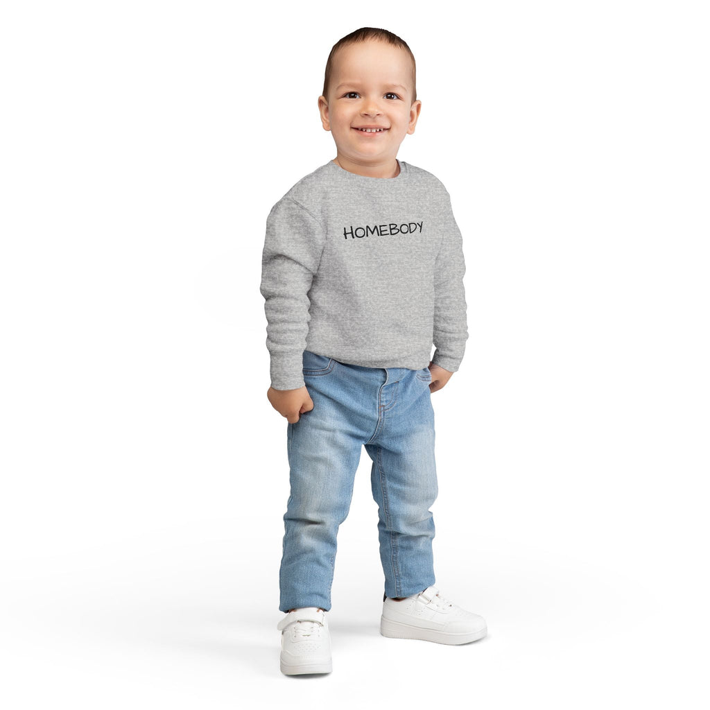 Homebody Toddler Sweatshirt — Cozy Kids Crewneck with 'HOMEBODY' Print - Crowned Energy CO.