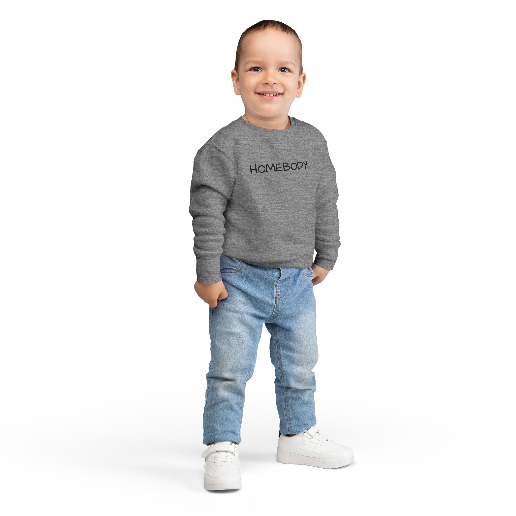 Homebody Toddler Sweatshirt — Cozy Kids Crewneck with 'HOMEBODY' Print - Crowned Energy CO.