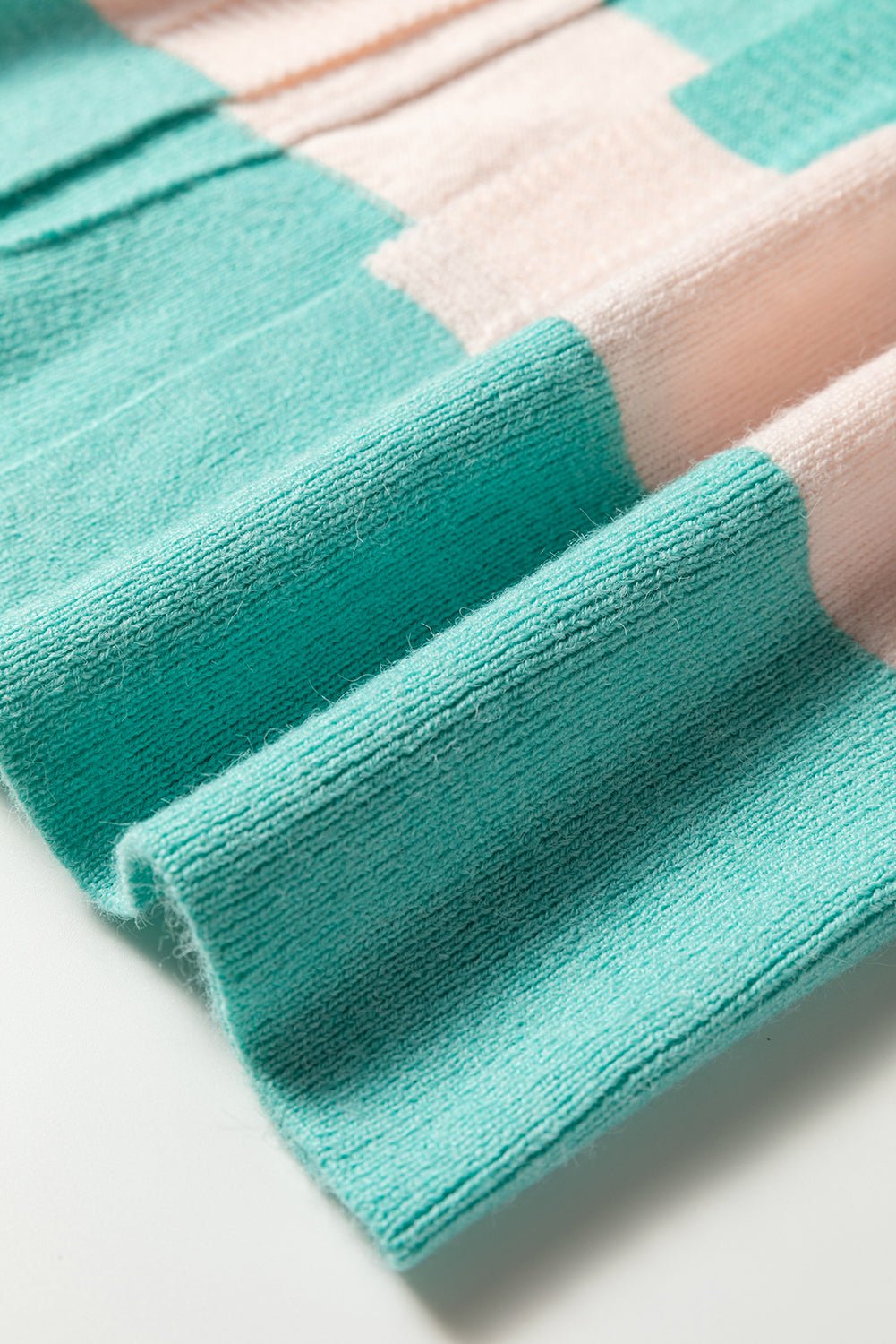 Iceland Blue Colorblock Knit Open Front Short Casual Cardigan - Goddess Vibes