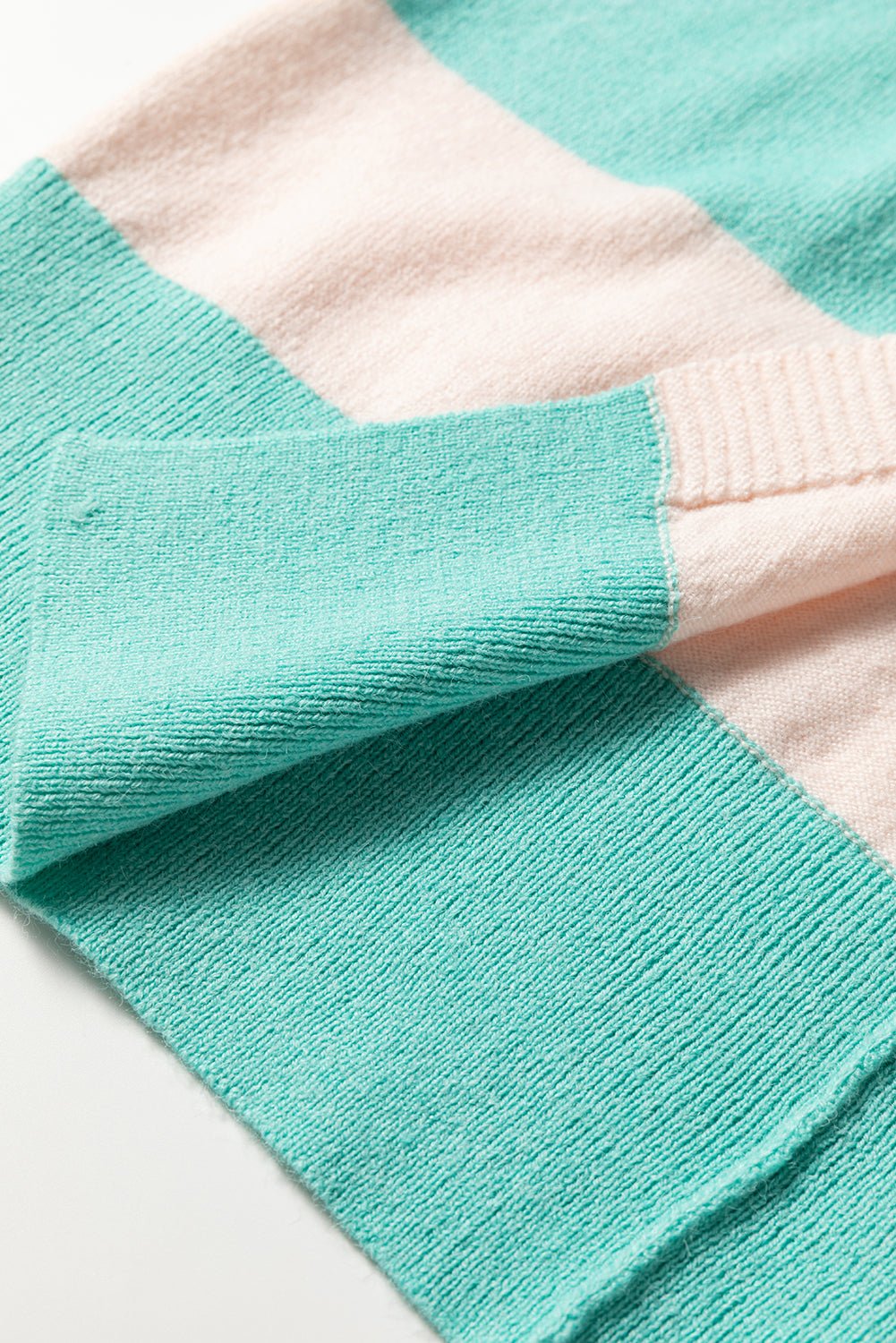 Iceland Blue Colorblock Knit Open Front Short Casual Cardigan - Goddess Vibes