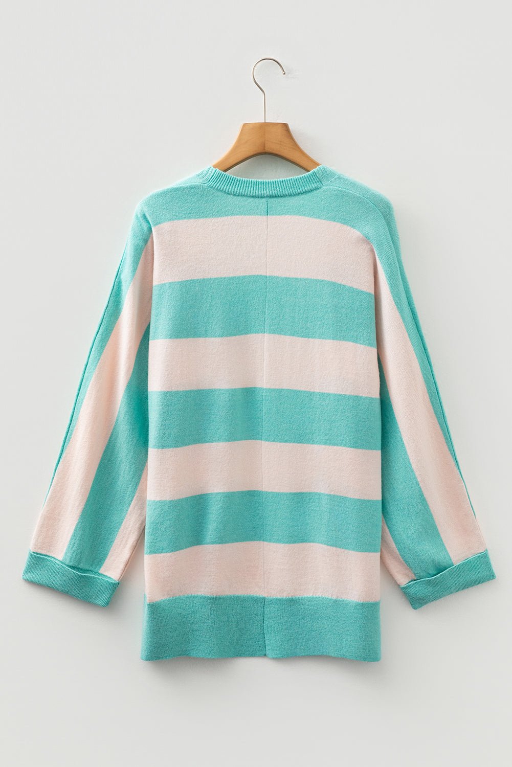 Iceland Blue Colorblock Knit Open Front Short Casual Cardigan - Goddess Vibes