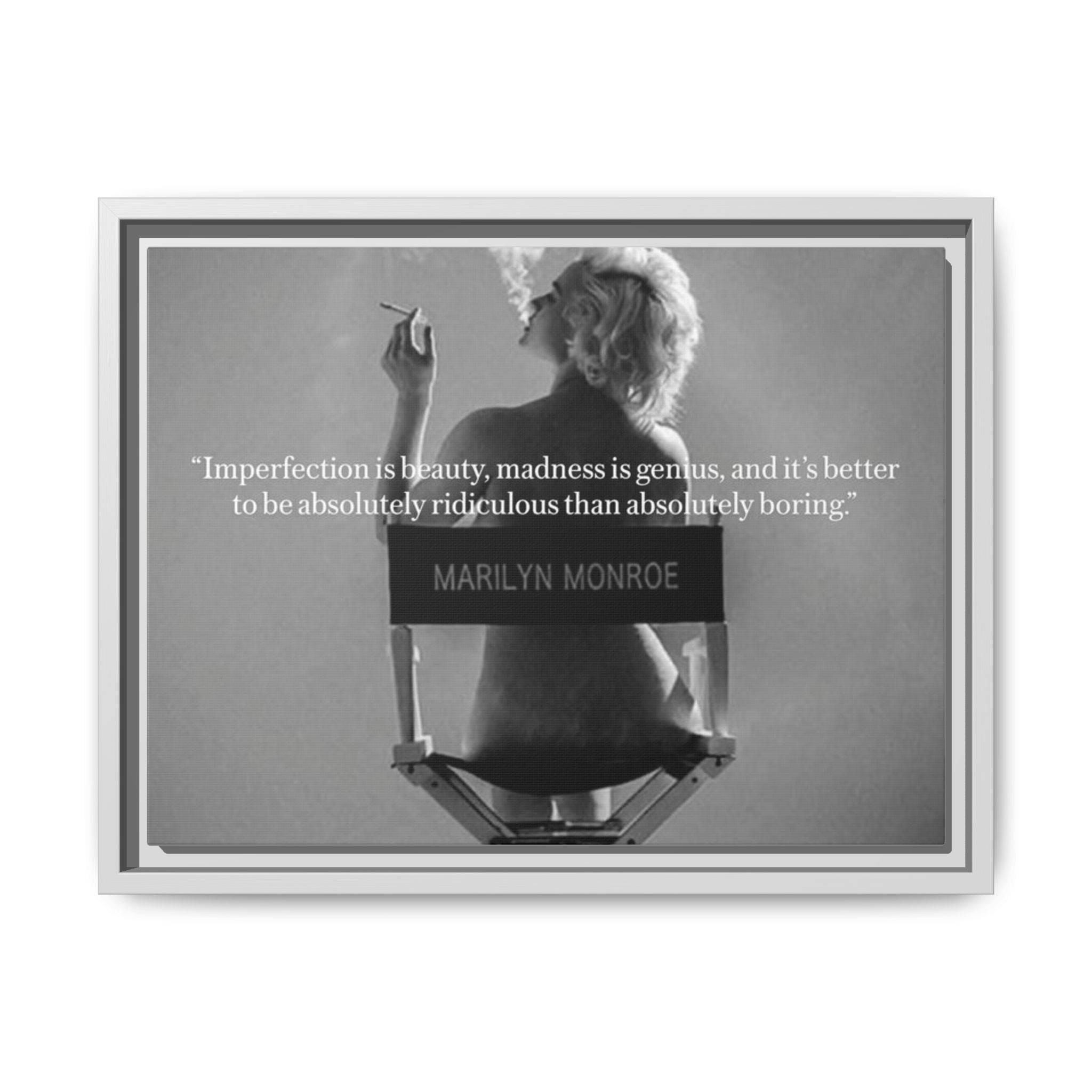 Crowned Energy CO. 16″ x 12″ (Horizontal) / White / 1.25" Printify Canvas Inspirational Framed Canvas Art - Marilyn Monroe Quote Wall Decor, Home Decor, Office Art, Gift Idea, Motivational
