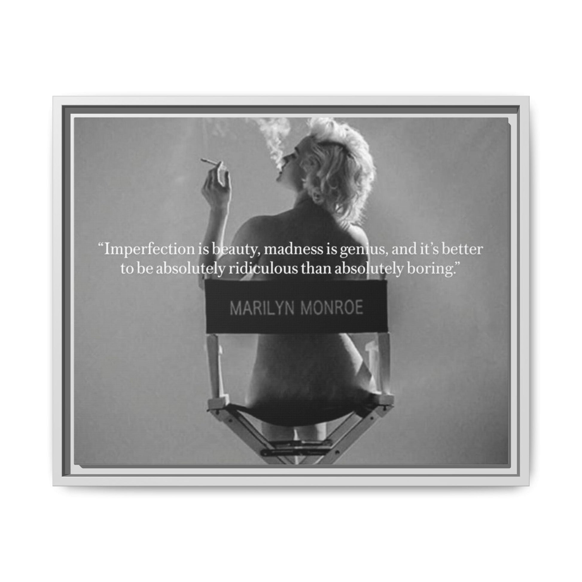 Crowned Energy CO. 20″ x 16″ (Horizontal) / White / 1.25" Printify Canvas Inspirational Framed Canvas Art - Marilyn Monroe Quote Wall Decor, Home Decor, Office Art, Gift Idea, Motivational