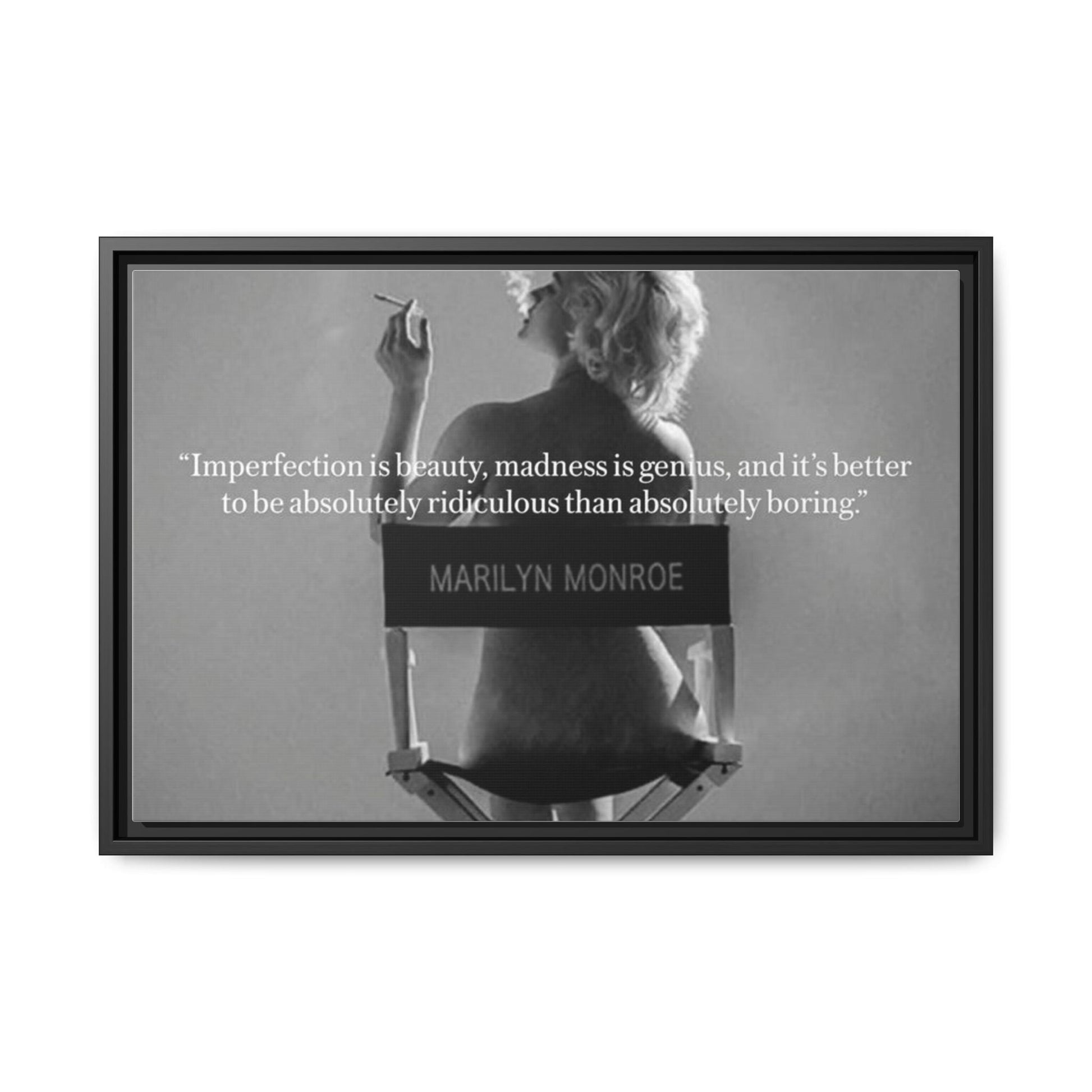 Crowned Energy CO. 24″ x 16″ (Horizontal) / Black / 1.25" Printify Canvas Inspirational Framed Canvas Art - Marilyn Monroe Quote Wall Decor, Home Decor, Office Art, Gift Idea, Motivational
