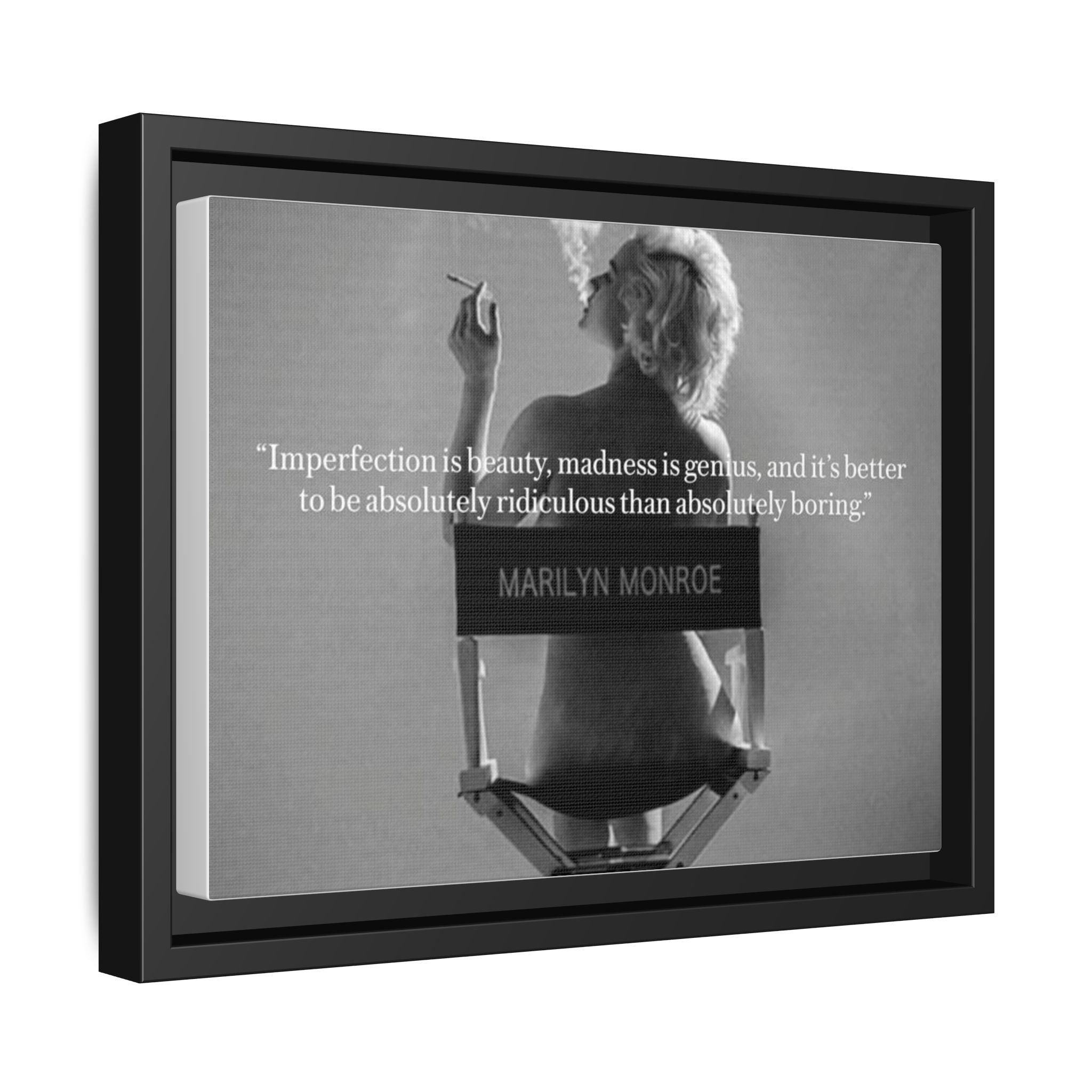 Crowned Energy CO. 12" x 9" (Horizontal) / Black / 1.25" Printify Canvas Inspirational Framed Canvas Art - Marilyn Monroe Quote Wall Decor, Home Decor, Office Art, Gift Idea, Motivational