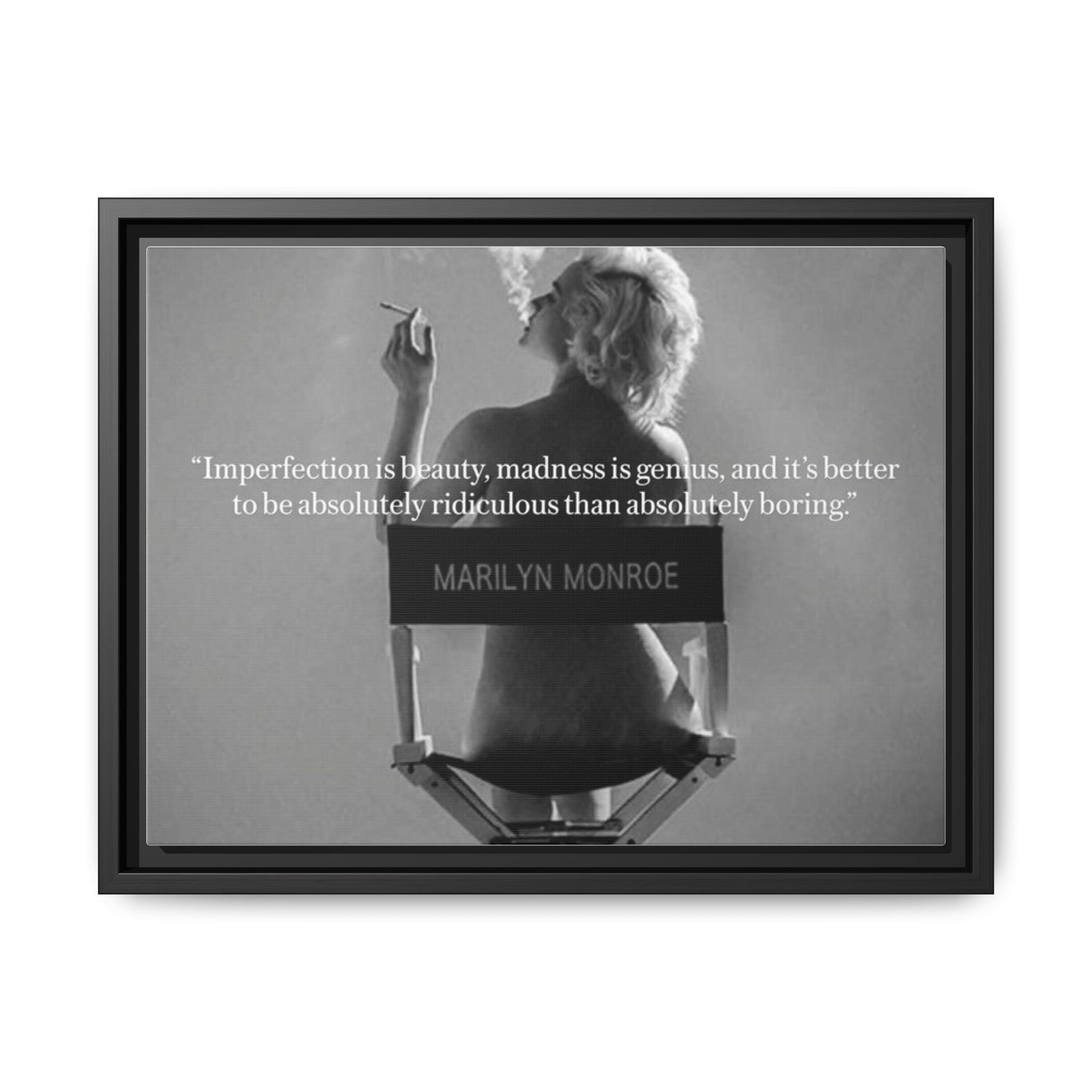 Crowned Energy CO. 16″ x 12″ (Horizontal) / Black / 1.25" Printify Canvas Inspirational Framed Canvas Art - Marilyn Monroe Quote Wall Decor, Home Decor, Office Art, Gift Idea, Motivational