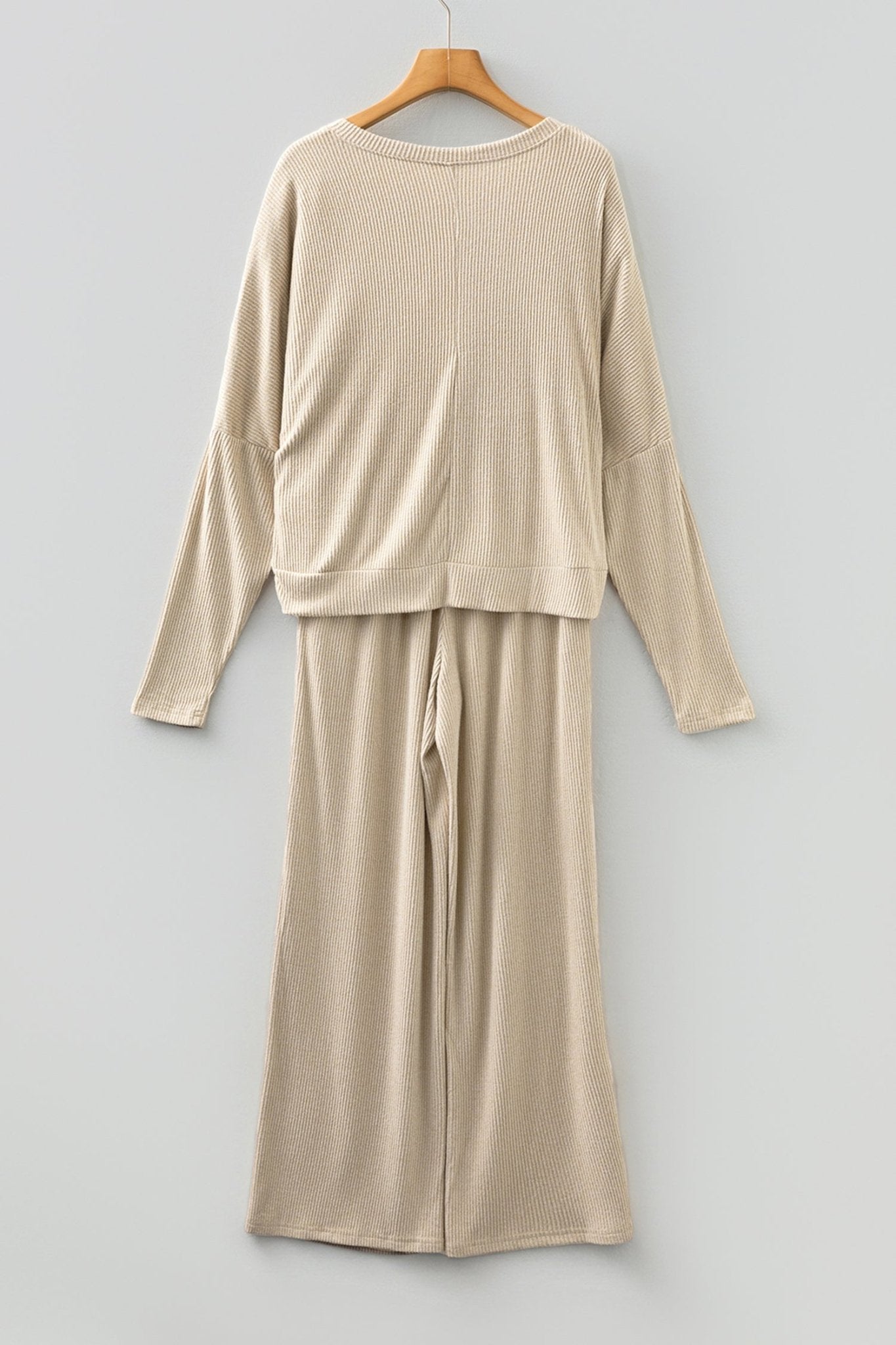 Jet Stream 3D Ribbed V Neck Pullover Drawstring Pants 2 Piece Lounge Set - Crowned Energy CO.