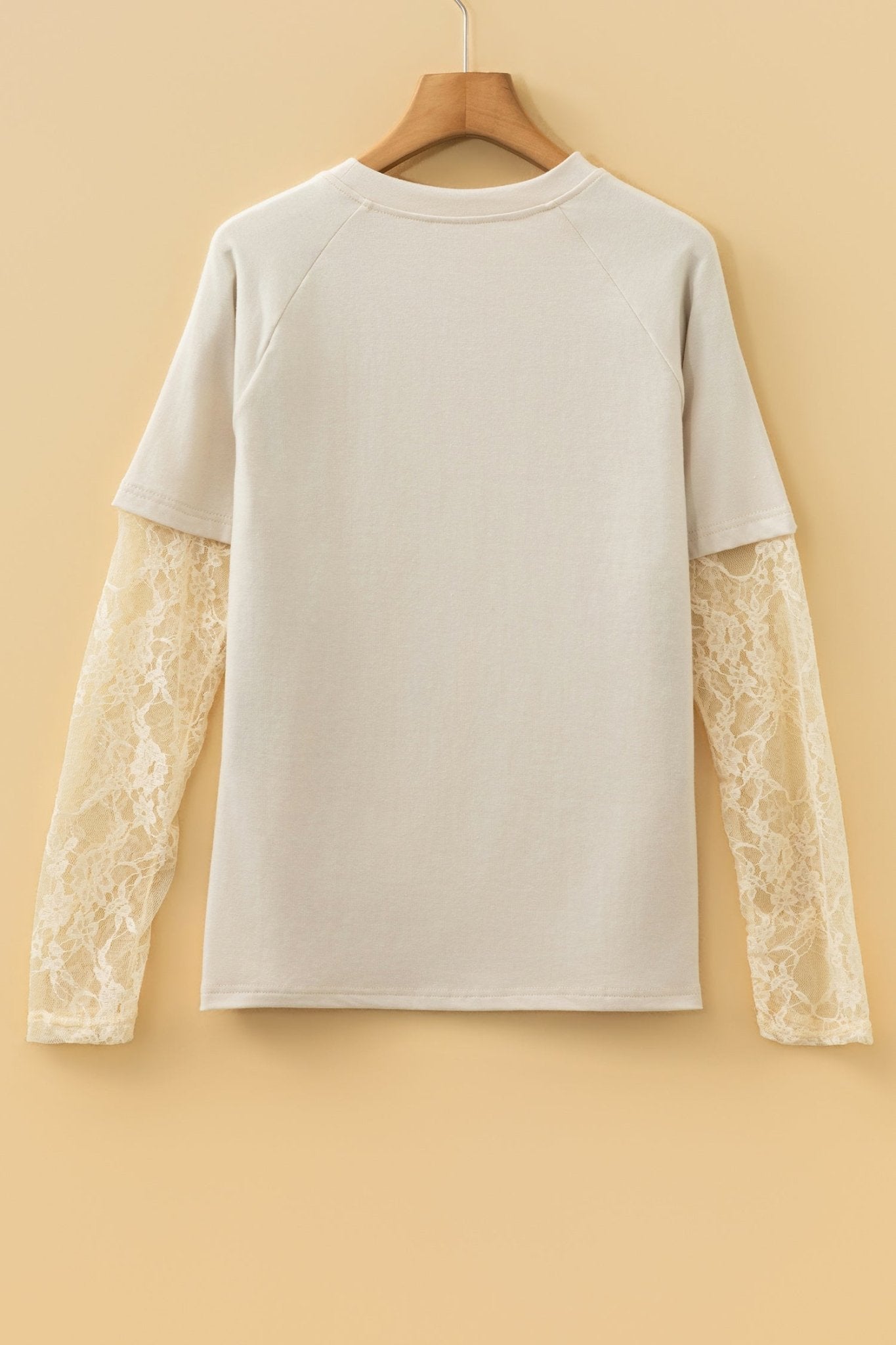 Jet Stream Solid Color Lace Patchwork Long Sleeve T Shirt - Crowned Energy CO.