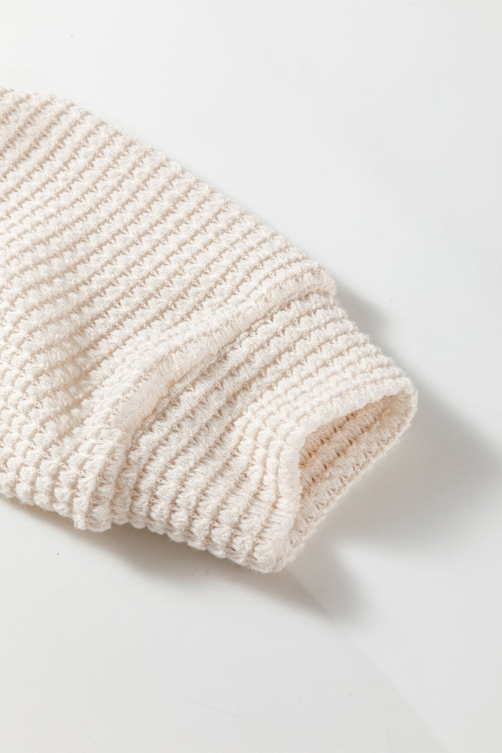 Jet Stream Solid Color Textured Knit Asymmetric Shoulder Long Sleeve Top - Crowned Energy CO.