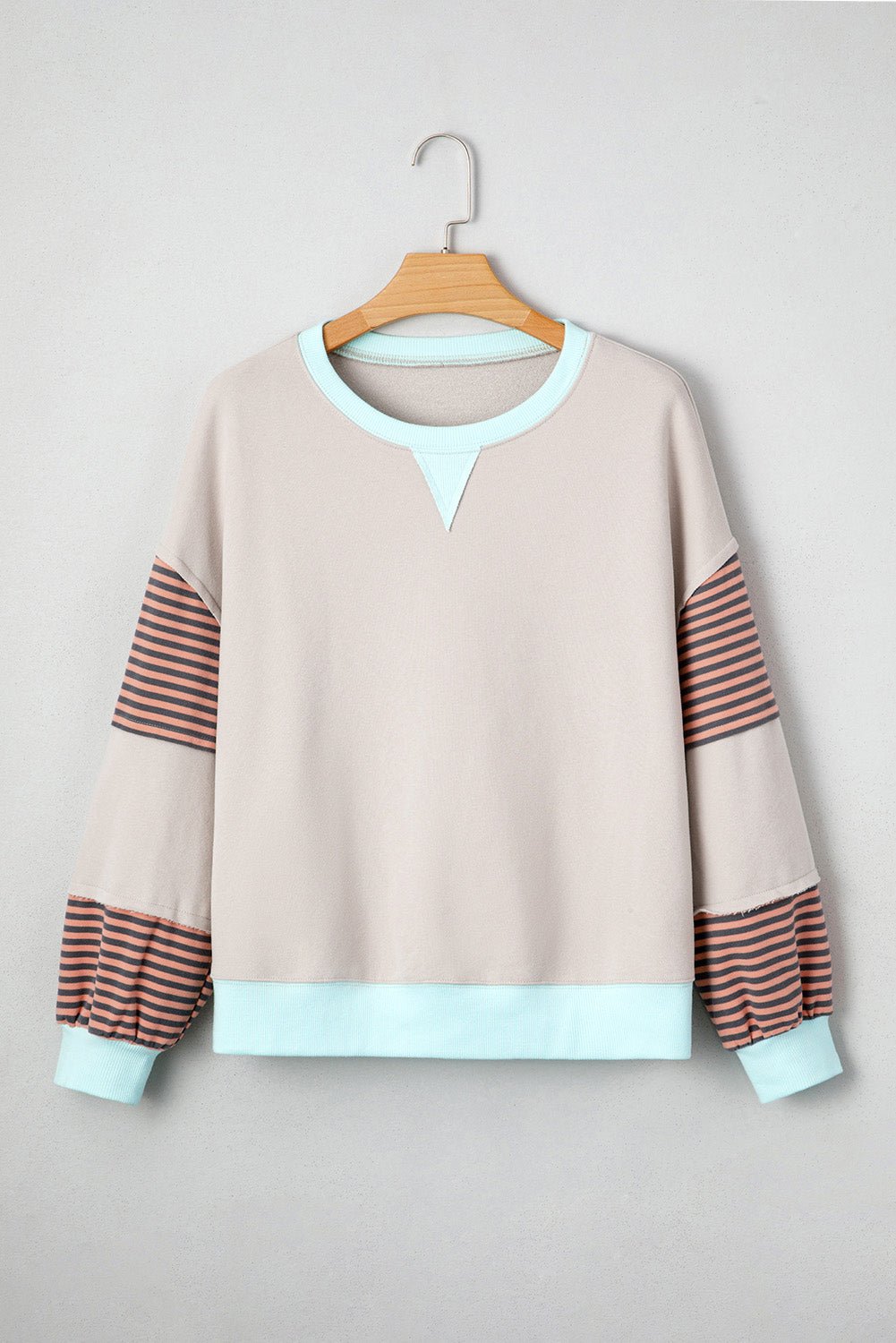 Jet Stream Striped Colorblock Patchwork Drop Shoulder Sweatshirt - Goddess Vibes