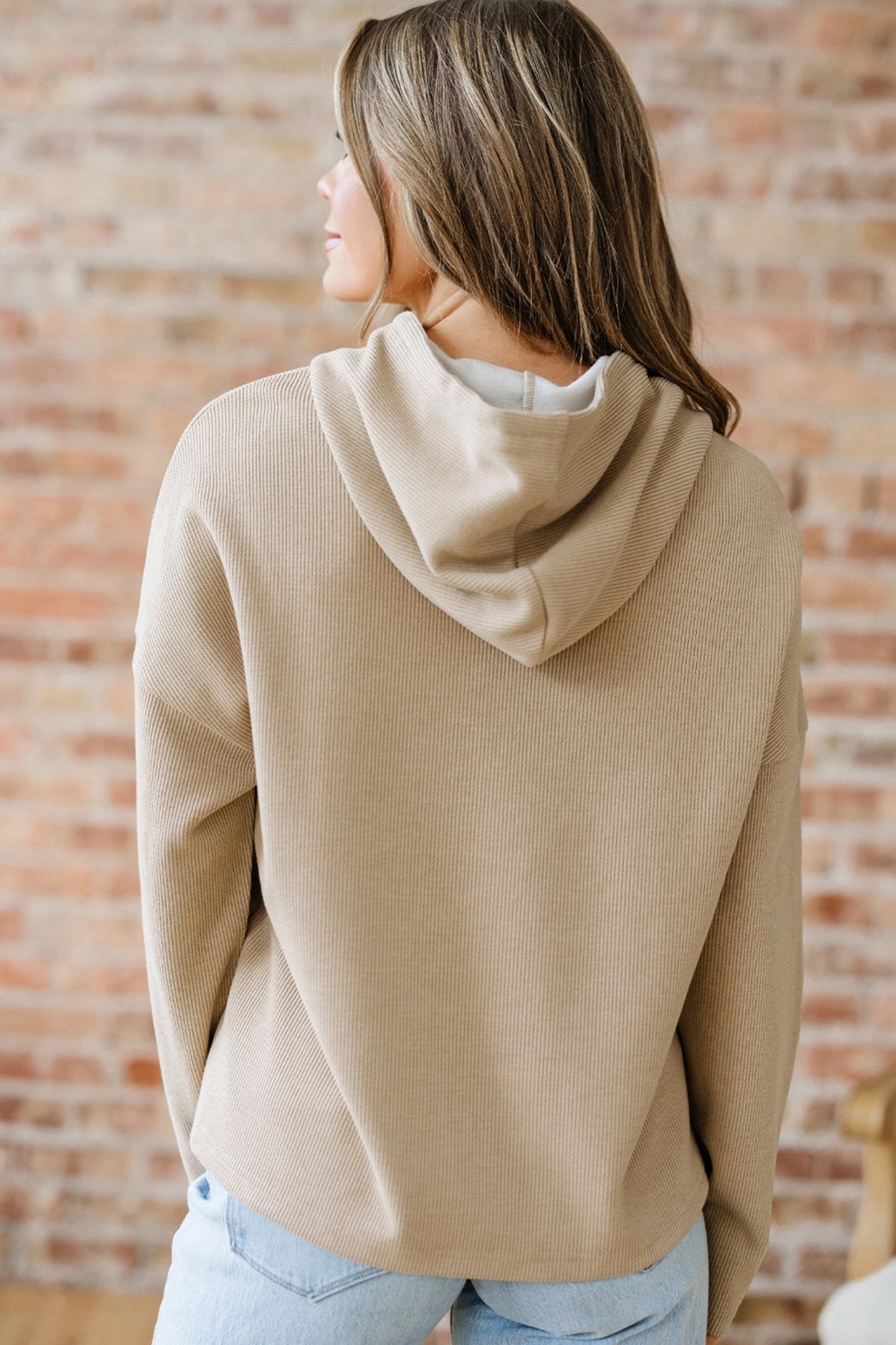 Jet Stream Thermal Textured Lace Drawstring Baggy Hoodie - Crowned Energy CO.