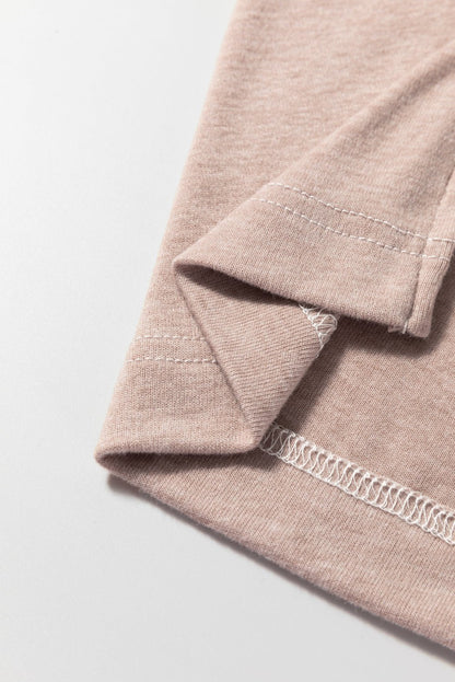 Khaki Colorblock Long Sleeve Crew Neck Top - Goddess Vibes