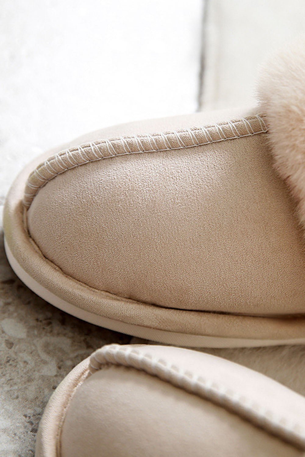 Khaki Cut and Sew Faux Suede Plush Lined Slippers - Crowned Energy CO.