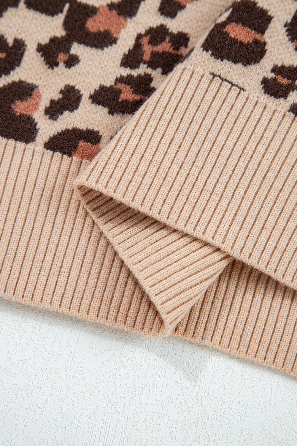 Khaki Leopard Print High Neck Shift Mini Sweater Dress - Goddess Vibes