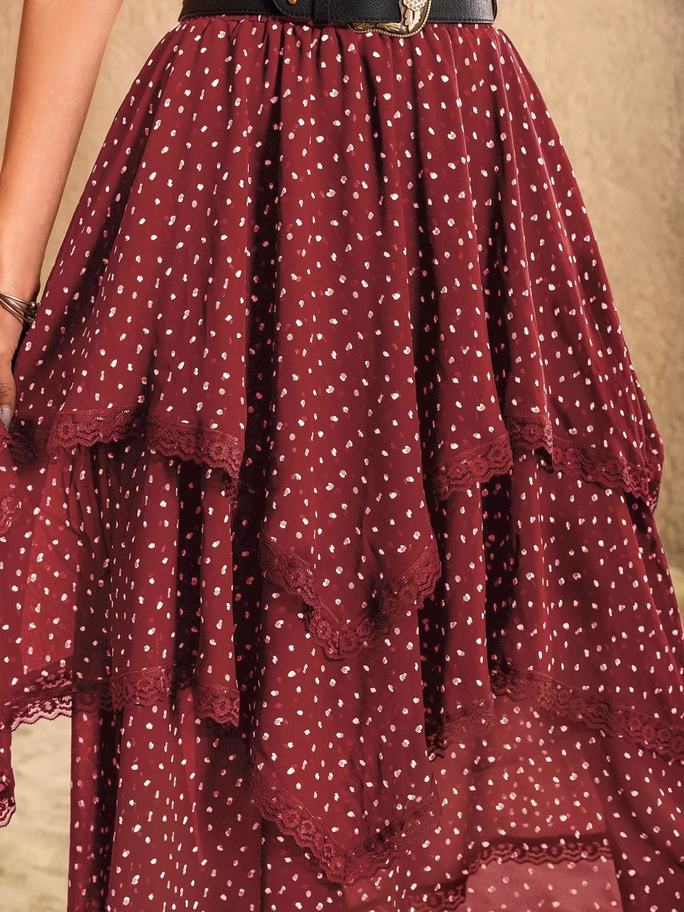 Lace Detail Layered Skirt - Crowned Energy CO.