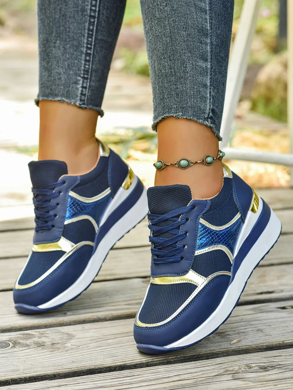 Lace Up Wedge Sneakers - Goddess Vibes