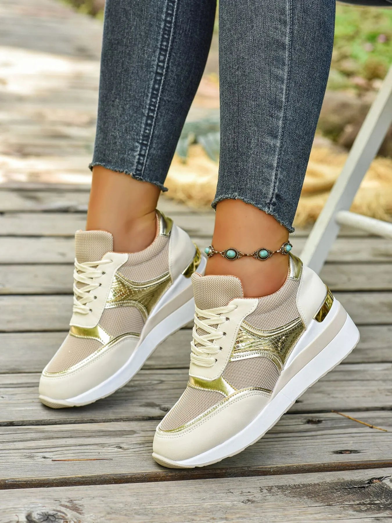 Lace Up Wedge Sneakers - Goddess Vibes