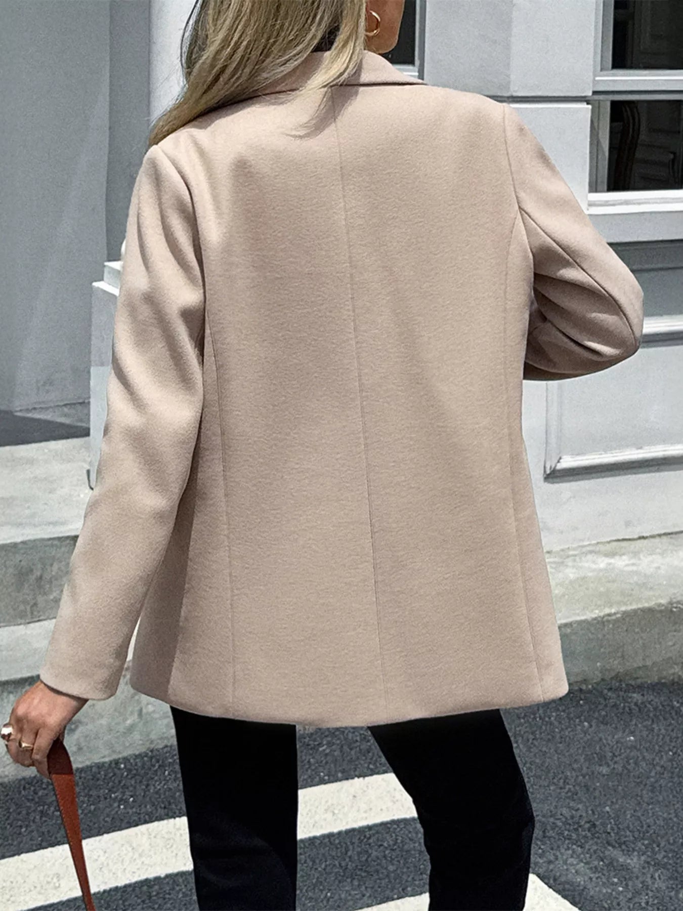 Lapel Collar Button Up Blazer - Goddess Vibes