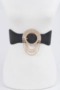 Layered Rhinestone Buckle Elastic Belt - Crowned Energy CO.