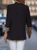 Crowned Energy CO. Black / S Trendsi Jackets Leopard Lapel Collar Open Front Blazer