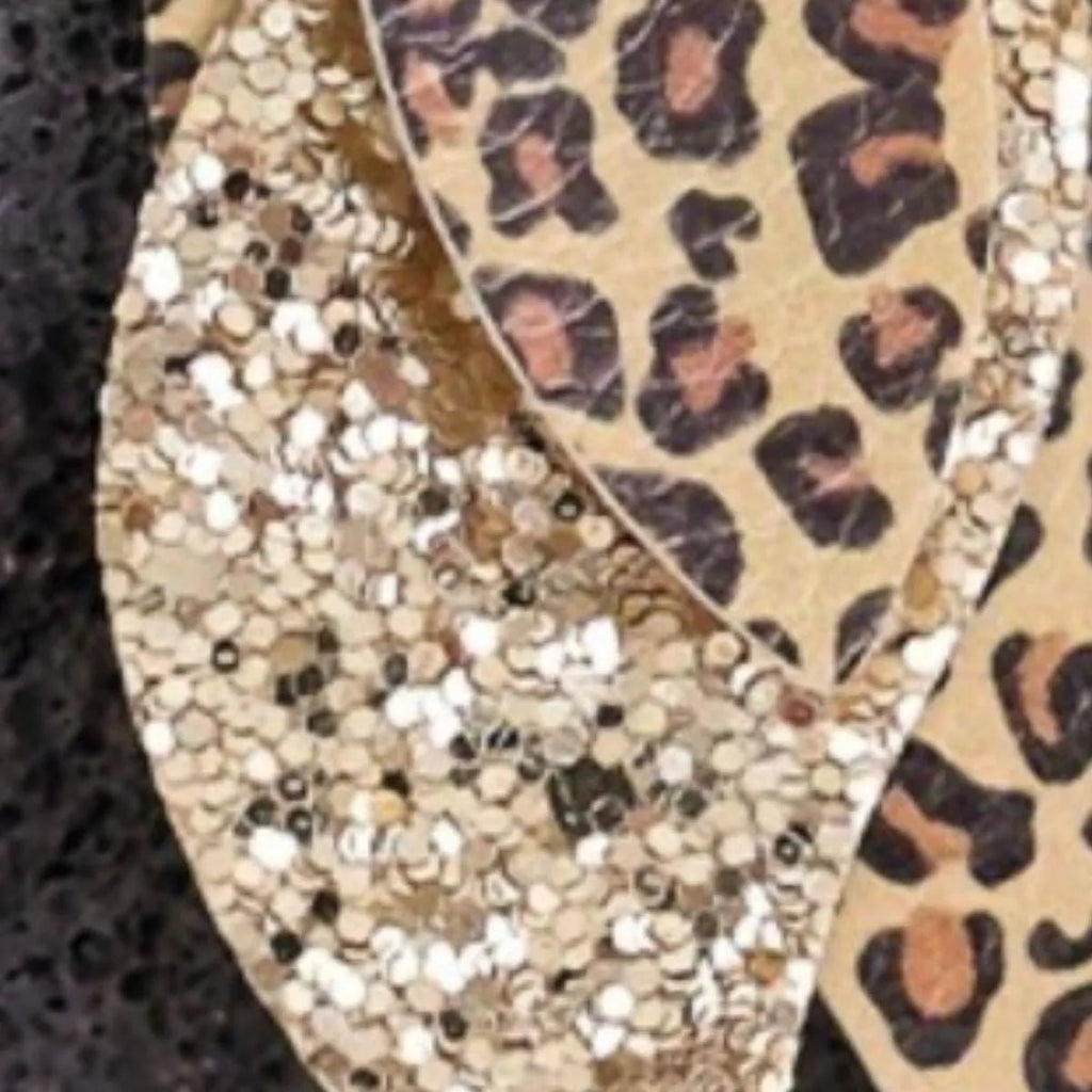 Crowned Energy CO. Gold / One Size Trendsi Earrings Leopard Print Leather Leaf Drop Earrings