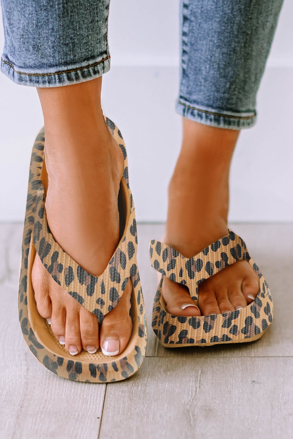 Leopard Print Thick Sole Flip Flops - Crowned Energy CO.