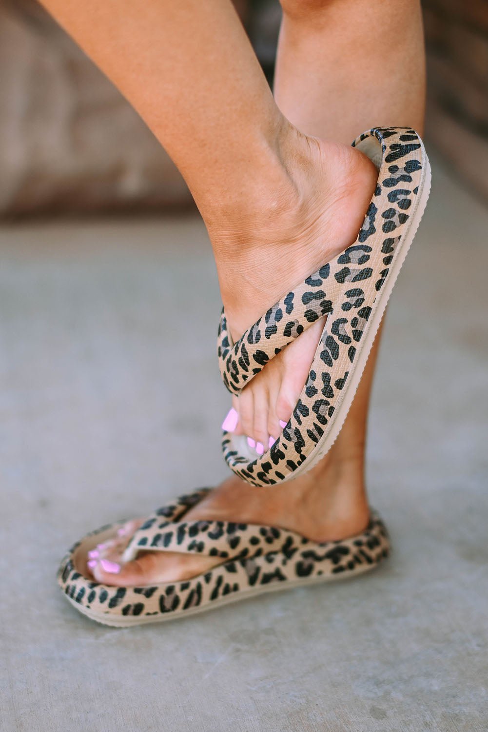 Leopard Print Thick Sole Flip Flops - Crowned Energy CO.