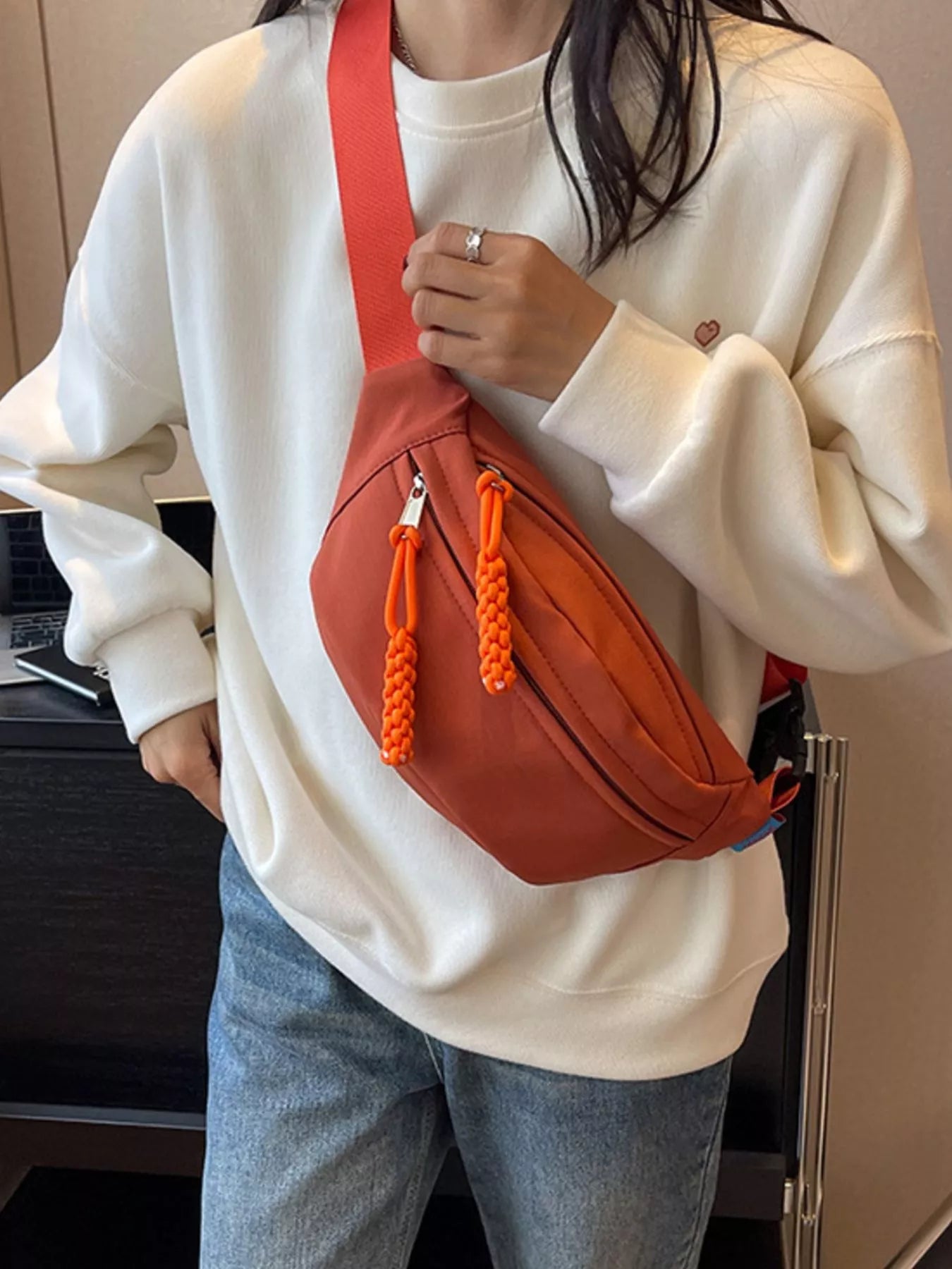 Lightweight Crossbody Bag with Tassel Detail - Crowned Energy CO.