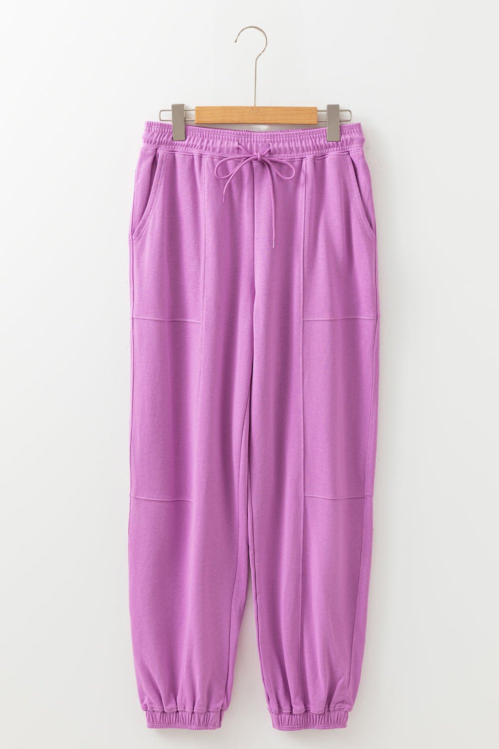 Crowned Energy CO. Lilac / S / 85%Cotton+15%Polyester Dear-Lover Dropshipping Bottoms/Pants & Culotte Lilac Drawstring Elastic Waistband Solid Color Jogger Pants