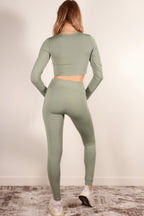 Long Sleeve Crop Top & High Waist Leggings Activewear Set - Goddess Vibes