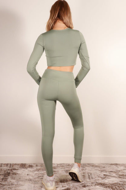 Long Sleeve Crop Top & High Waist Leggings Activewear Set - Goddess Vibes