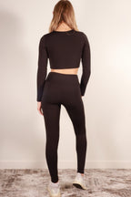 Long Sleeve Crop Top & High Waist Leggings Activewear Set - Goddess Vibes