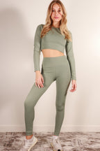 Long Sleeve Crop Top & High Waist Leggings Activewear Set - Goddess Vibes