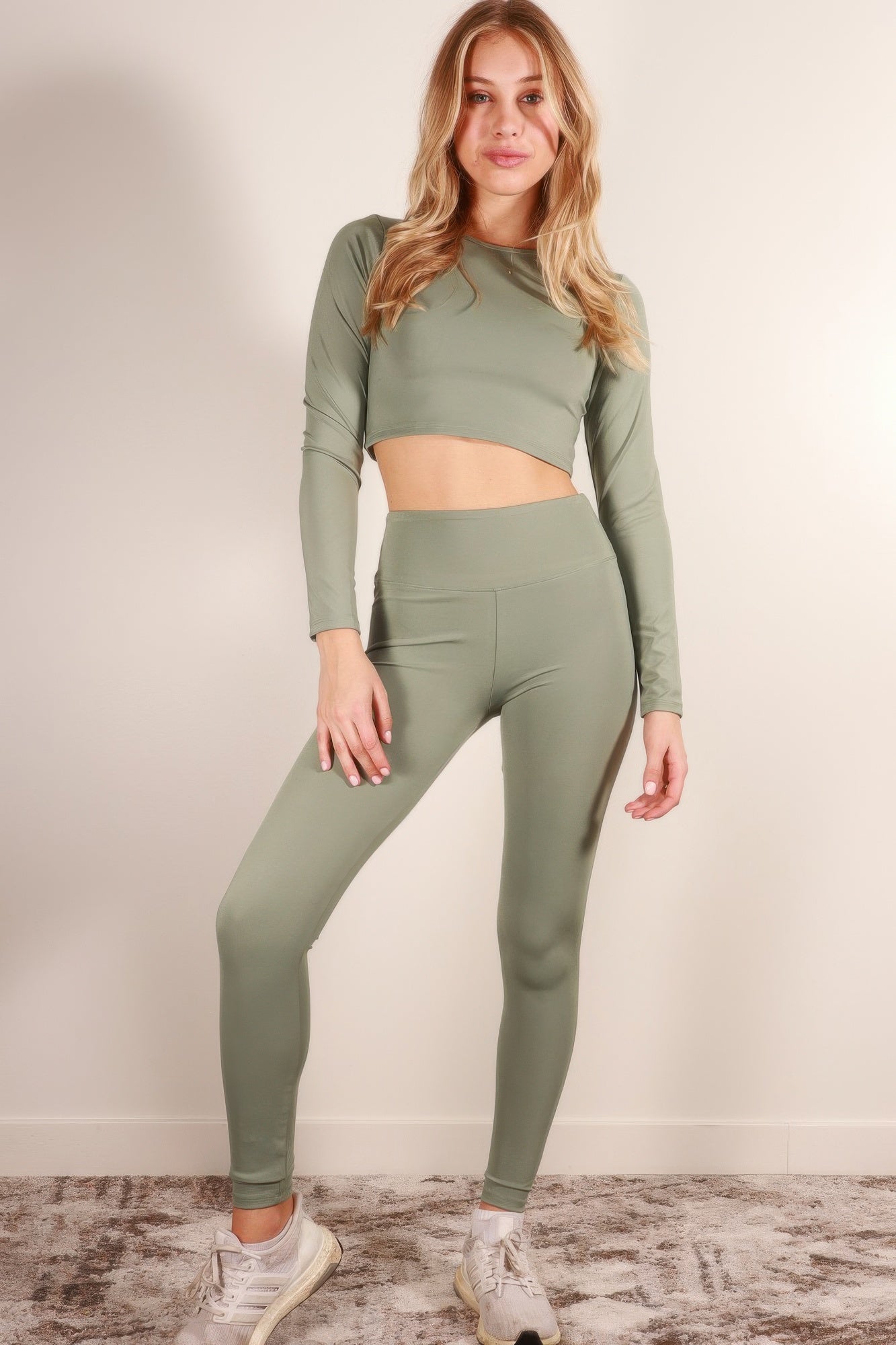 Long Sleeve Crop Top & High Waist Leggings Activewear Set - Goddess Vibes