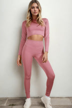 Long Sleeve Crop Top & High Waist Leggings Activewear Set - Goddess Vibes