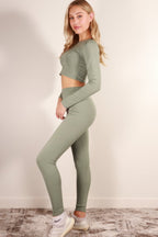 Long Sleeve Crop Top & High Waist Leggings Activewear Set - Goddess Vibes