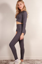 Long Sleeve Crop Top & High Waist Leggings Activewear Set - Goddess Vibes