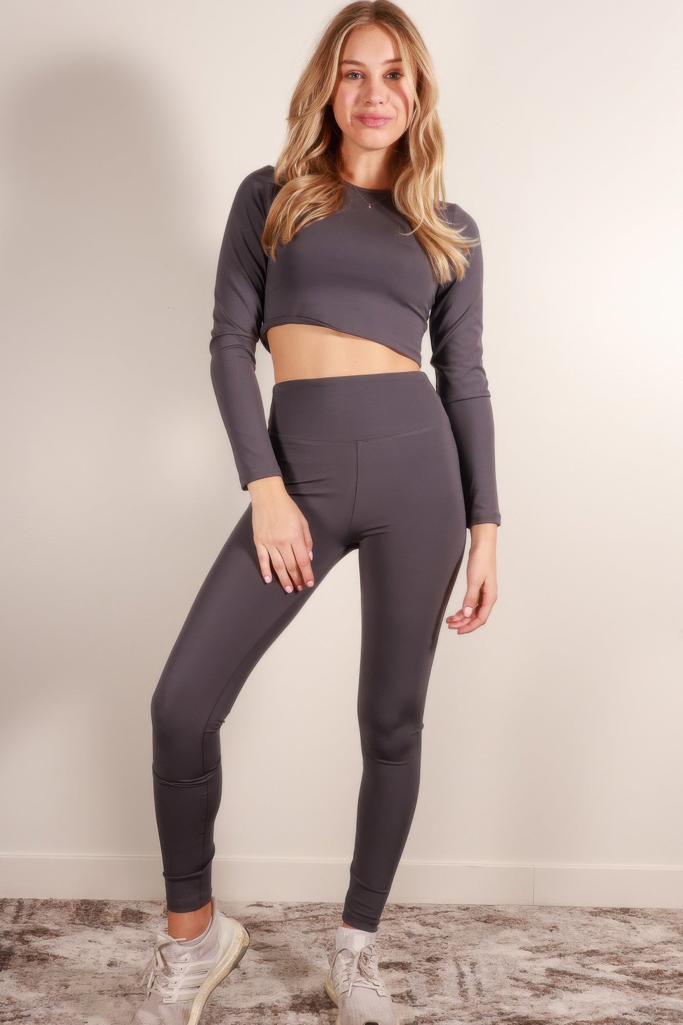Long Sleeve Crop Top & High Waist Leggings Activewear Set - Goddess Vibes