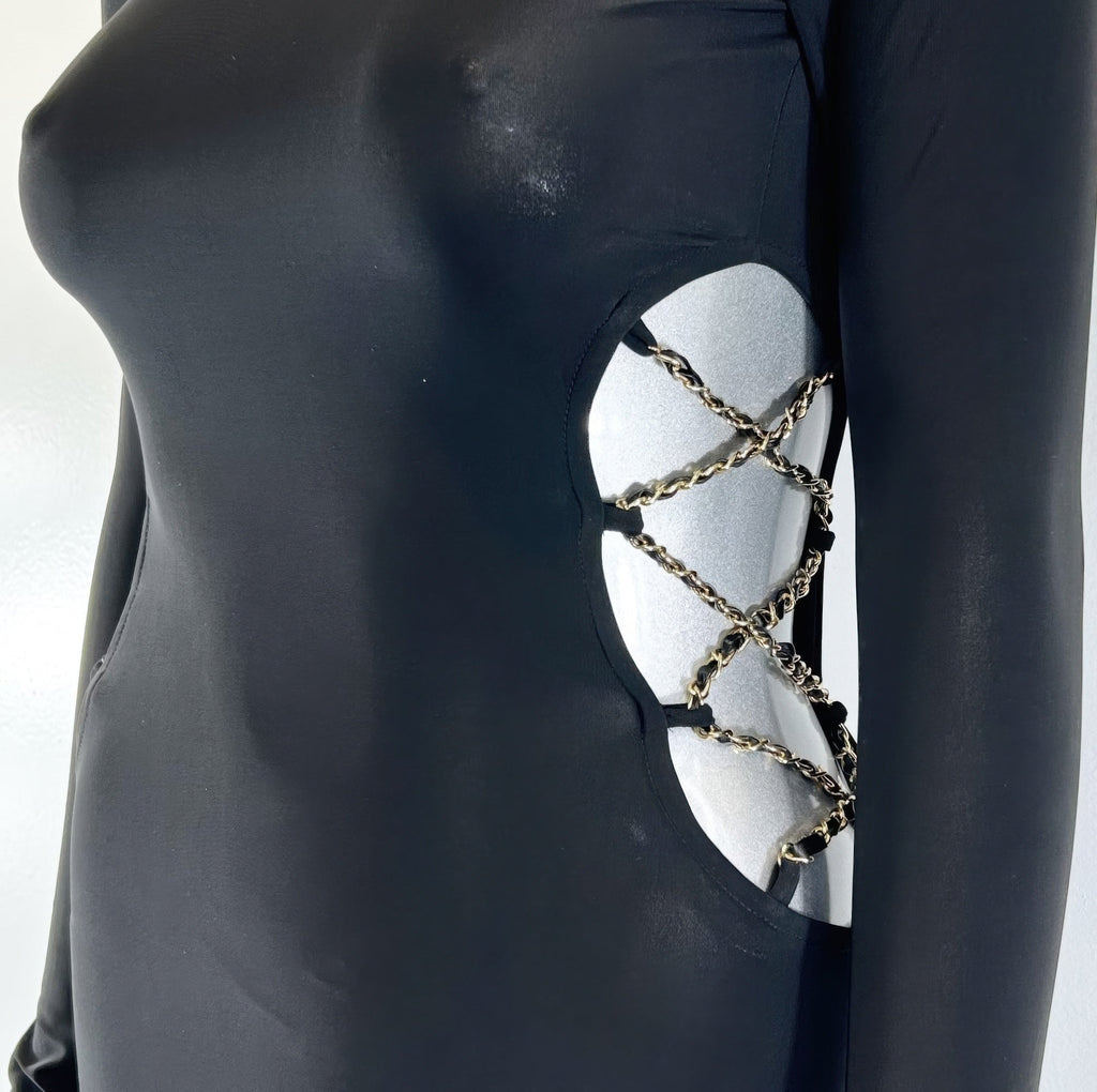 Long Sleeve, High Neck Design Chanel Chain Detail - Crowned Energy CO.