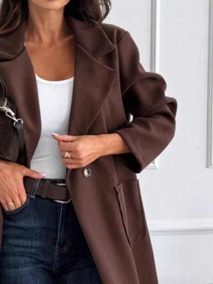 Long - Sleeve Single - Breasted Trench Coat - Goddess Vibes