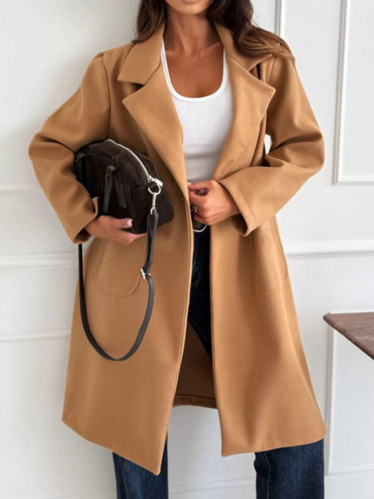 Long - Sleeve Single - Breasted Trench Coat - Goddess Vibes