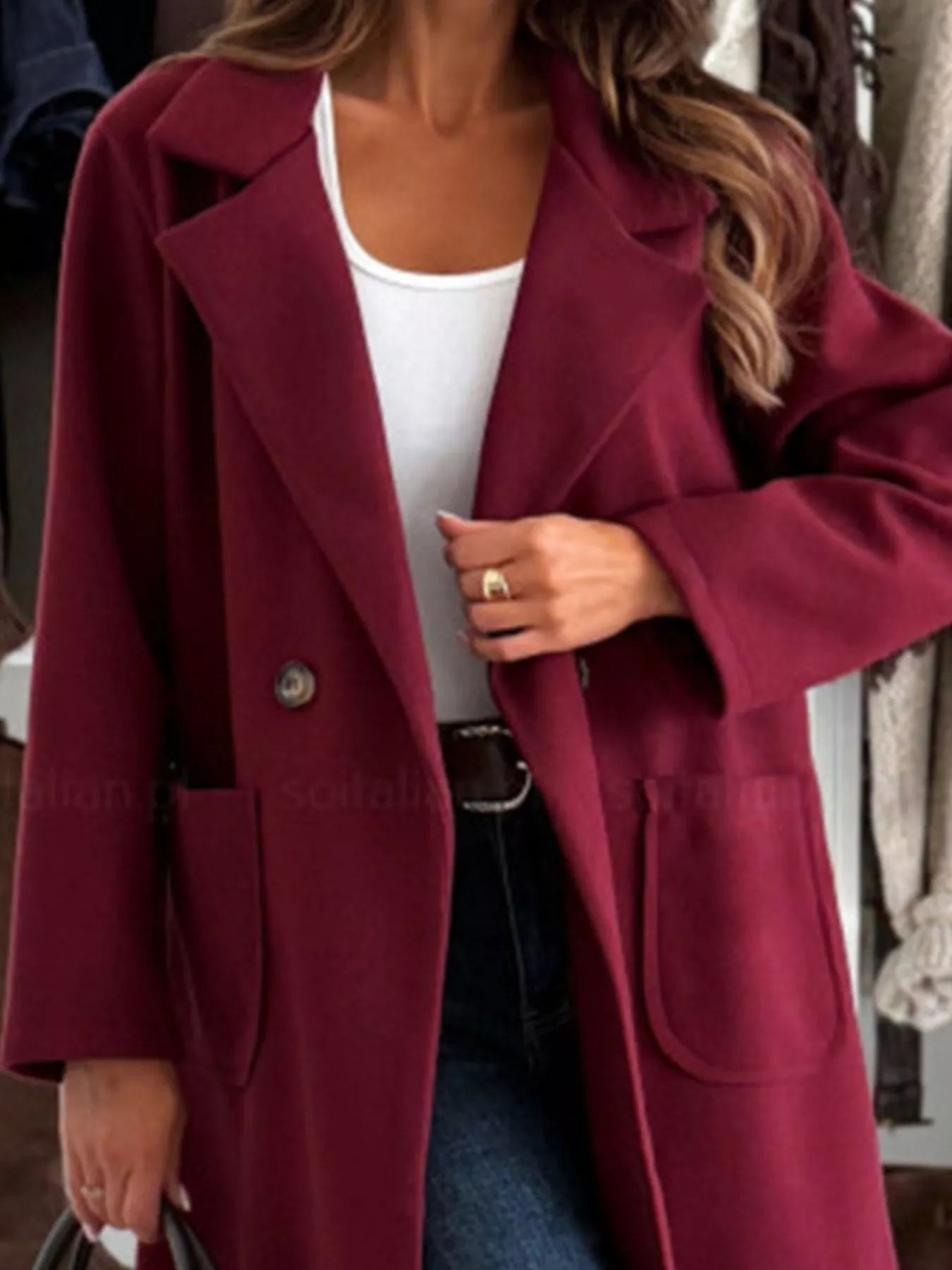 Long - Sleeve Single - Breasted Trench Coat - Goddess Vibes