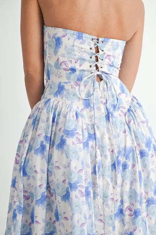 MABLE Sweetheart Neckline Floral Printed Midi Dress - Crowned Energy CO.