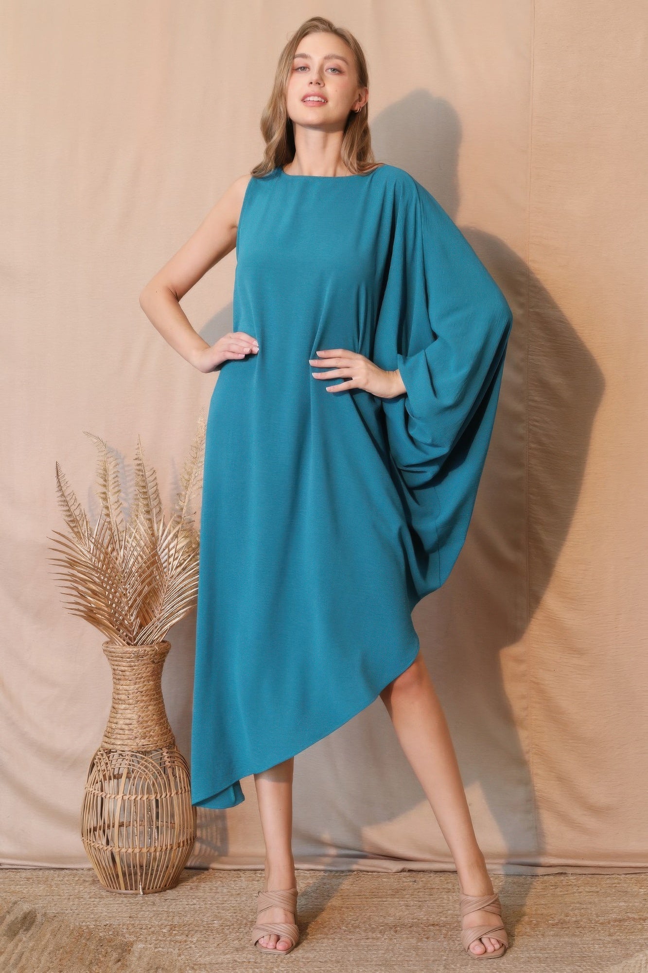 Matte Crepe One Sleeve Dress - Crowned Energy CO.